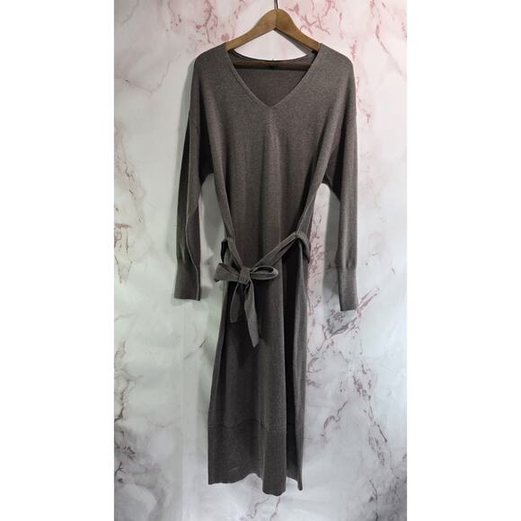 Rails Dress Womens Medium Brown Sweater Margot Midi Maxi Bow Cashmere - Picture 14 of 15